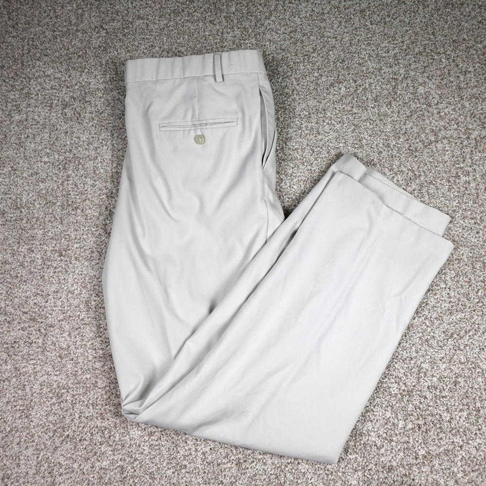 Dockers Golf Mens Pleated Relaxed Fit Khaki Chino Pants W36 L32 Polyester - Picture 1 of 8